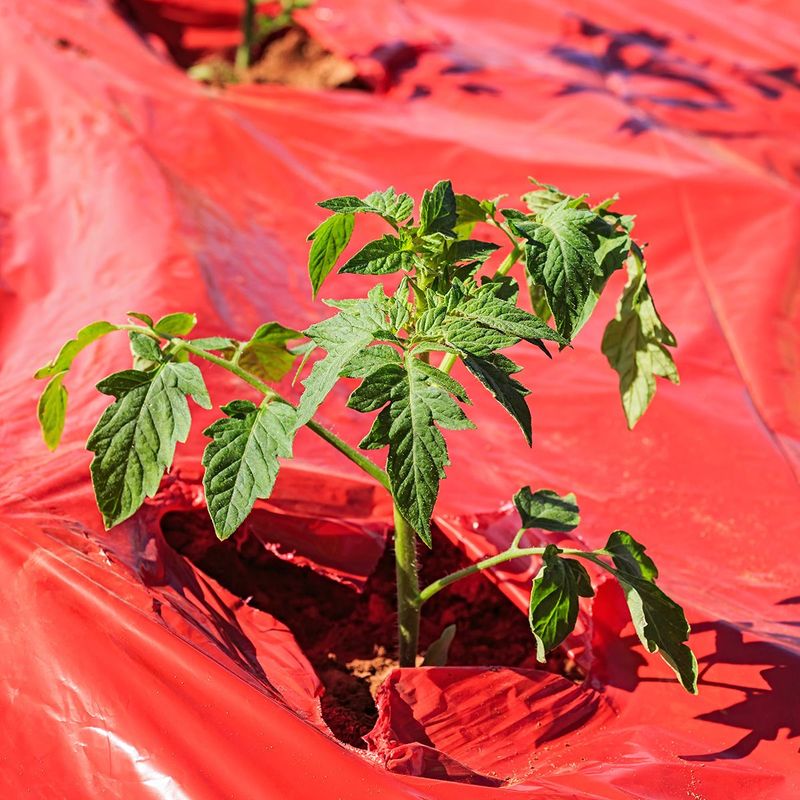 Mulch with Red Plastic