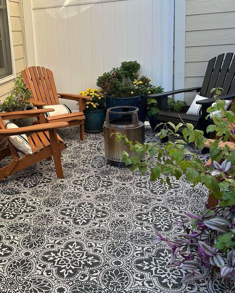 Paint Concrete Patios with Stencil Patterns