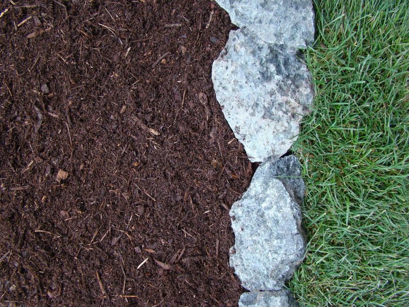 Decorative Boulders Surrounded By Mulch