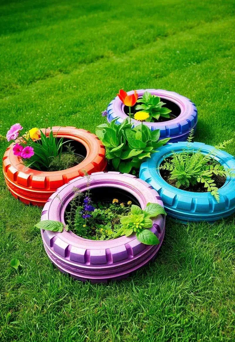 Repurposed Tire Planters