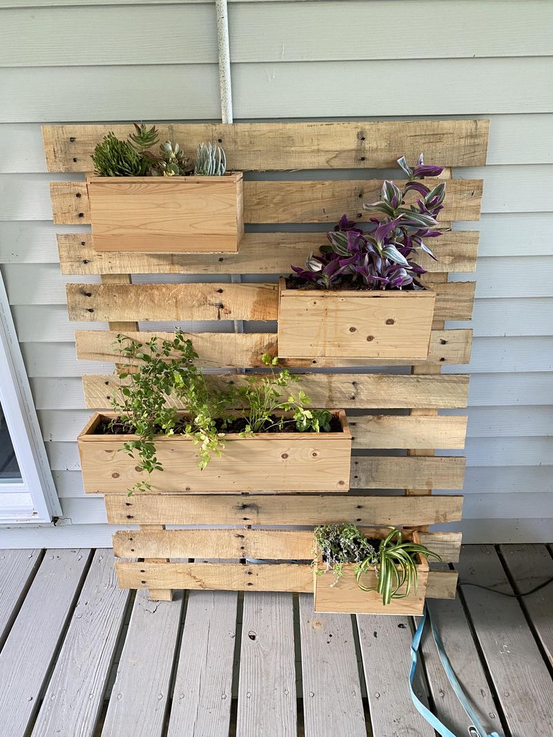 Old Wooden Pallets Create Vertical Pollinator Gardens