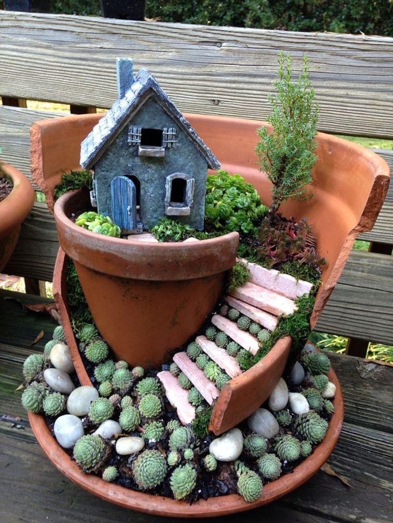Broken Pot Fairy Gardens