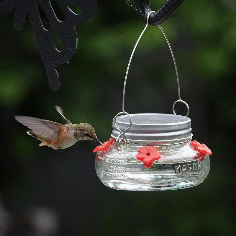 Mason Jars Turn Into Hummingbird Feeders