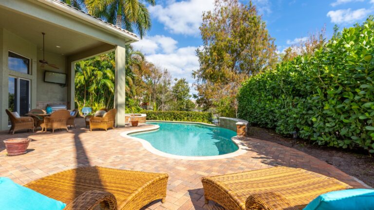 house with pool in the backyard