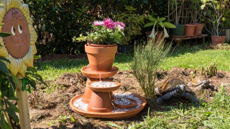 terracotta planter water fountain