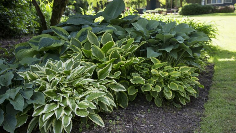 hostas in shade garden