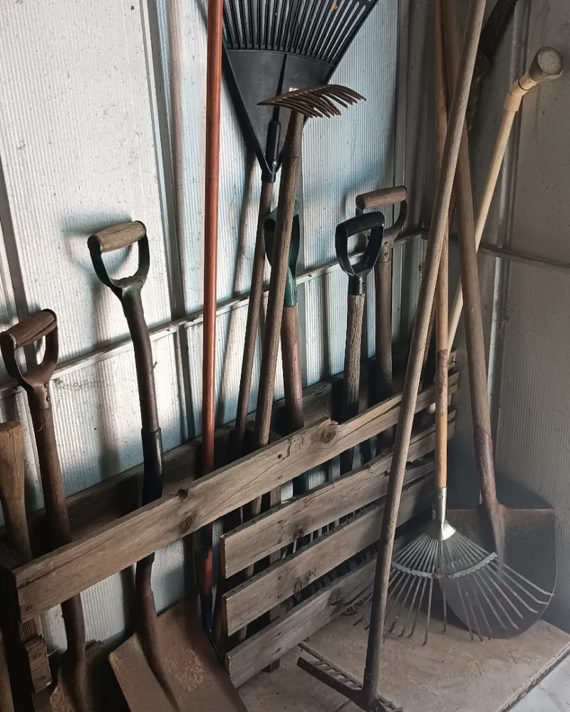 Repurposed Pallets as Vertical Tool Organizers