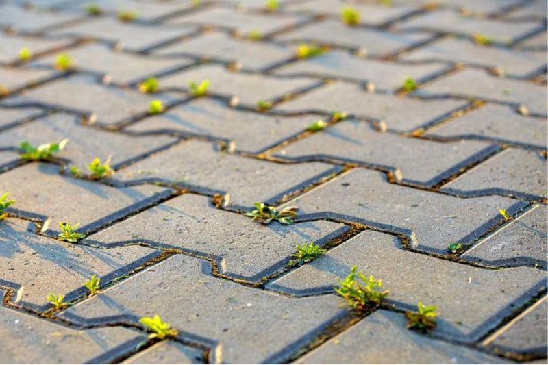4. Weed-Filled Joints Between Pavers