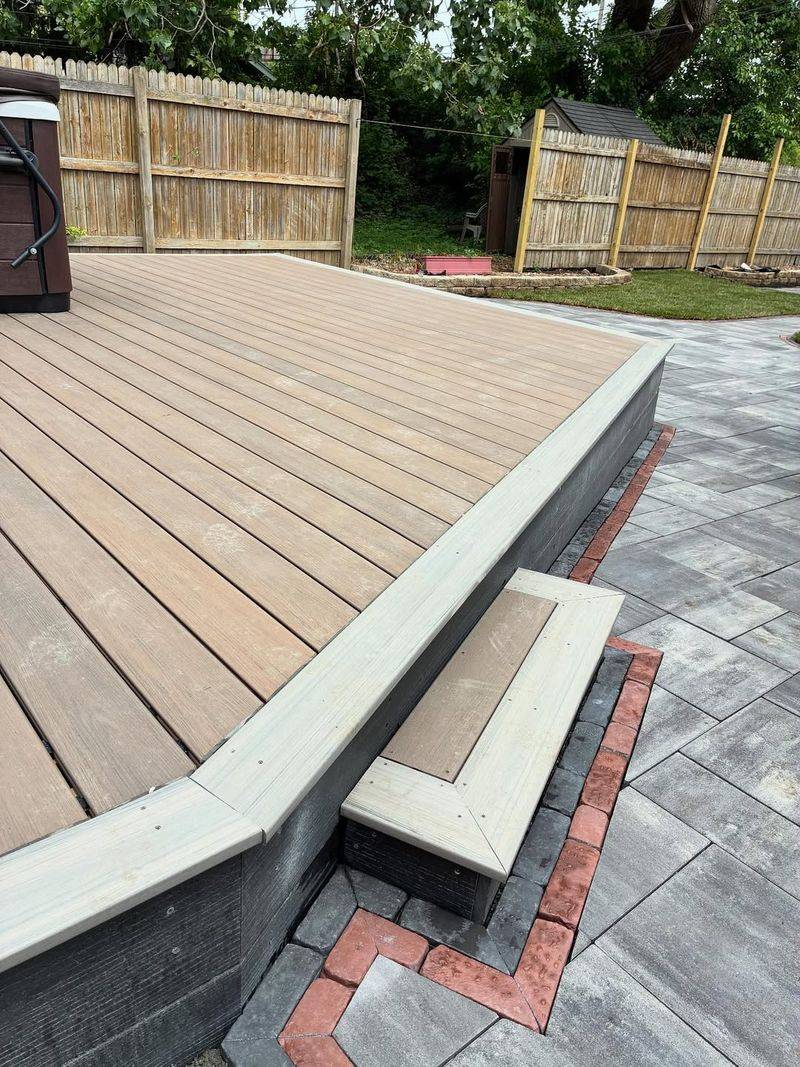 Brick and Wood Deck Combination