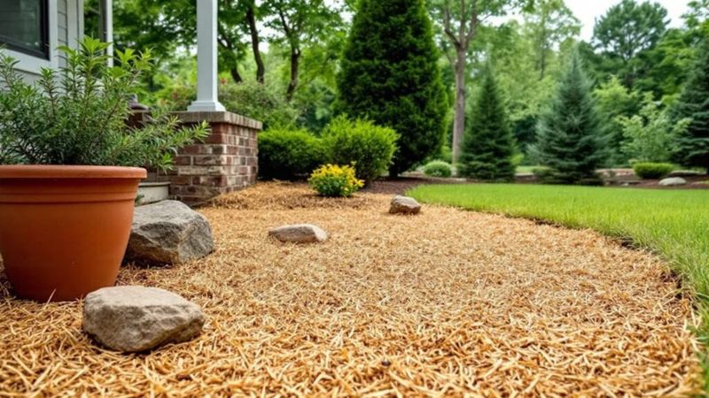 Pine Straw Mulch Under Shrubs