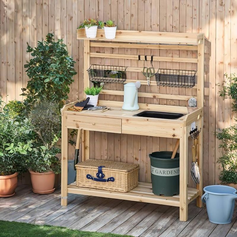 Potting Table with Built-In Storage