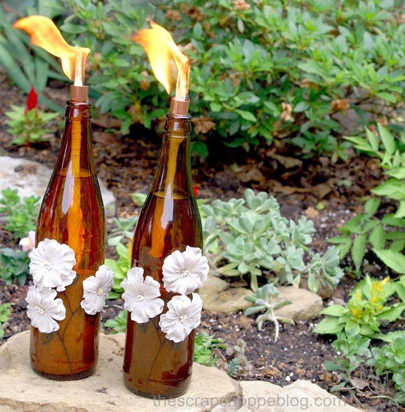 Wine Bottle Tiki Torches