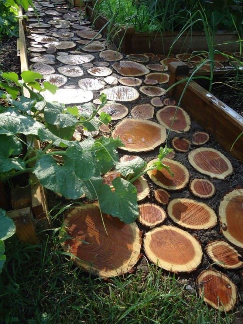 Painted Log Slice Garden Path