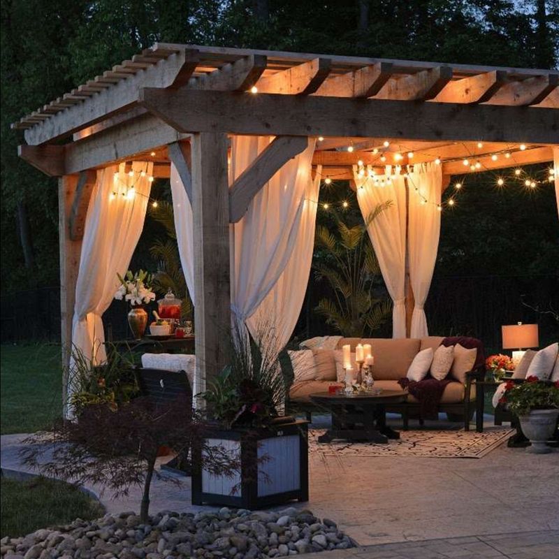 Pergola with Curtains