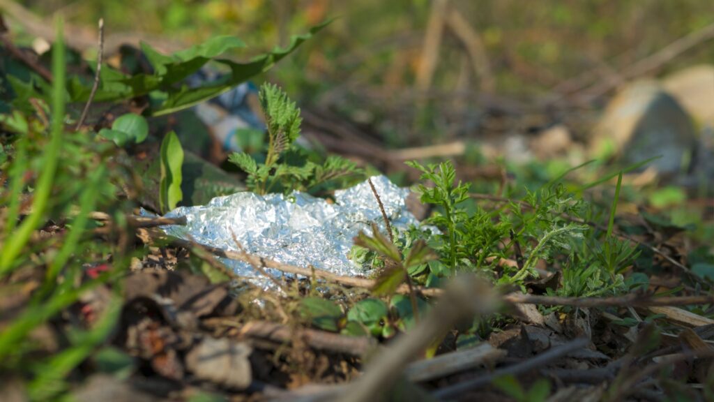 aluminum foil on soil
