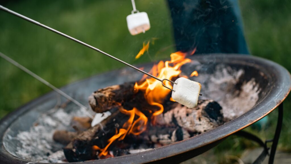 fire pit in a backyard