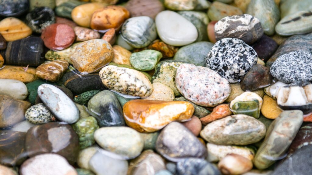pebbles in a bird bath
