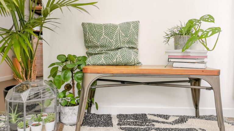hallway decorated with plants