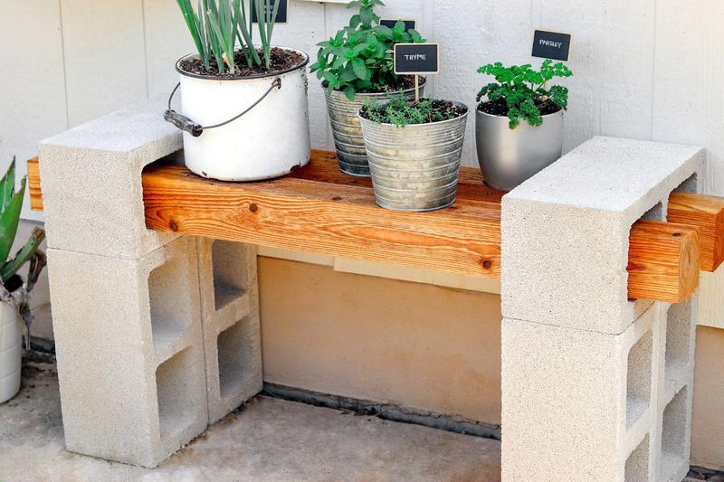 Cinder Block Frame With Wooden Base