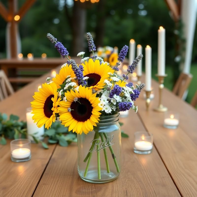 Mason Jar Sunflower Display