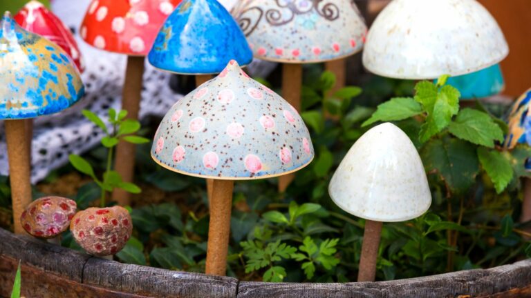 ceramic mushrooms for decorating garden