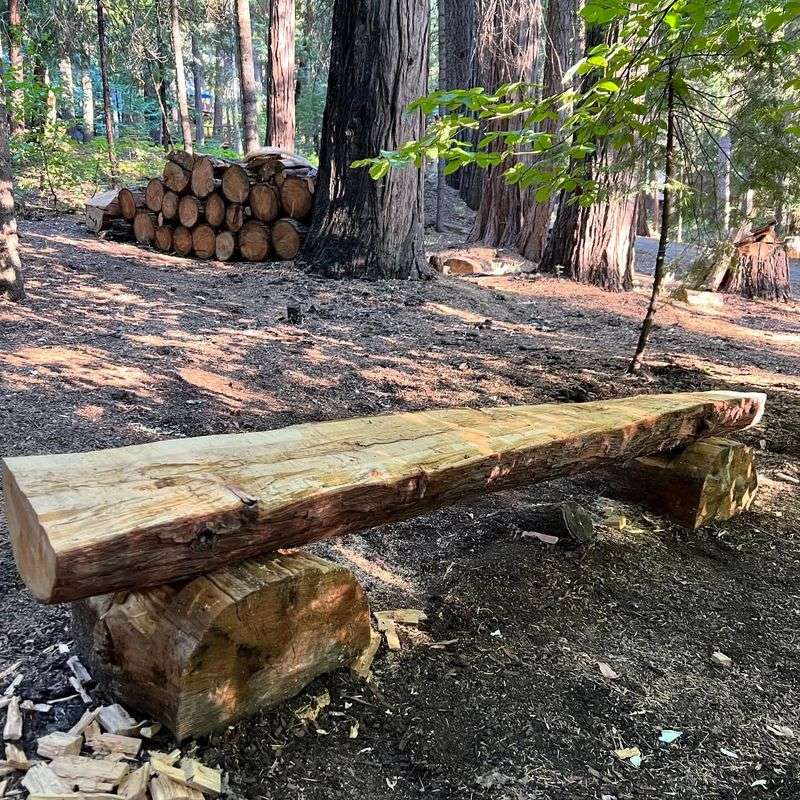 Rustic Log Bench