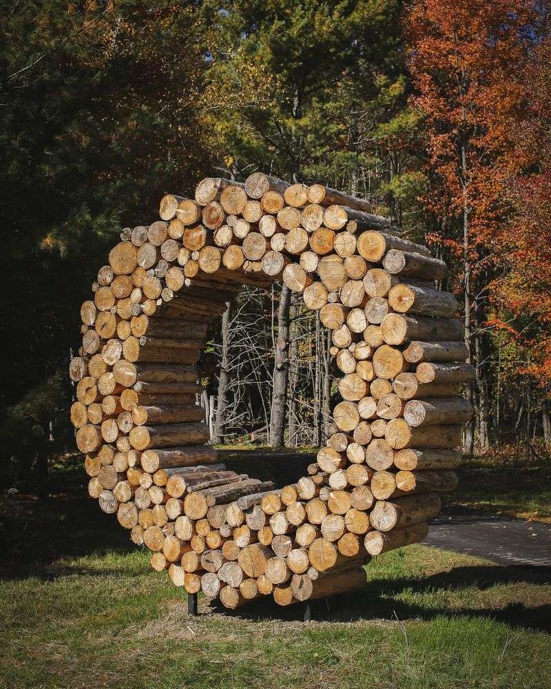 Stacked Log Garden Sculpture