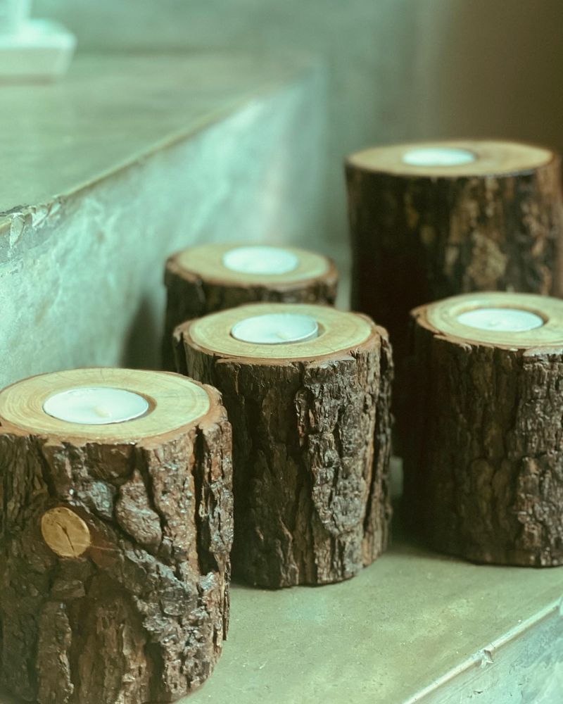 Log Candle Holders
