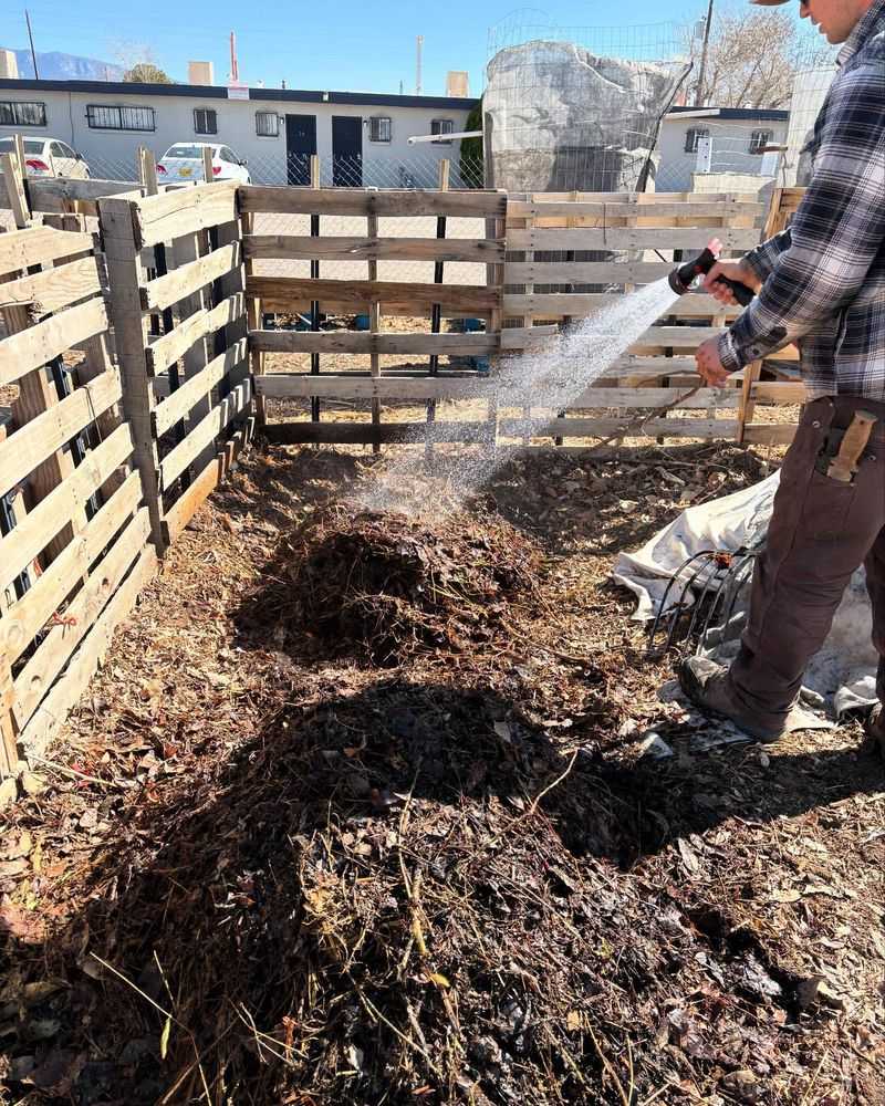 Compost Pile With Snow Fencing