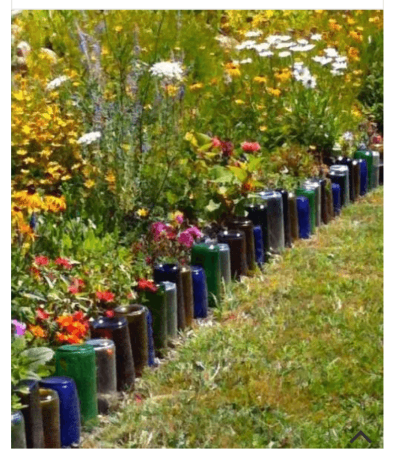 Bed Edging With Upturned Glass Bottles