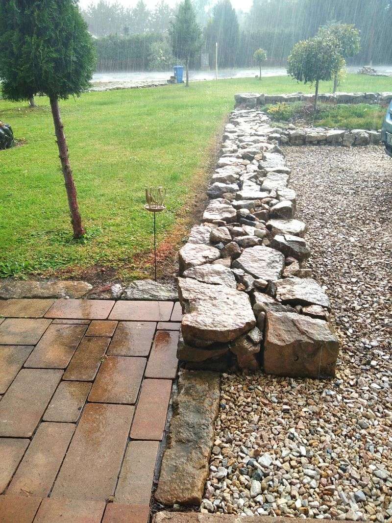 Stone Walls As Garden Borders