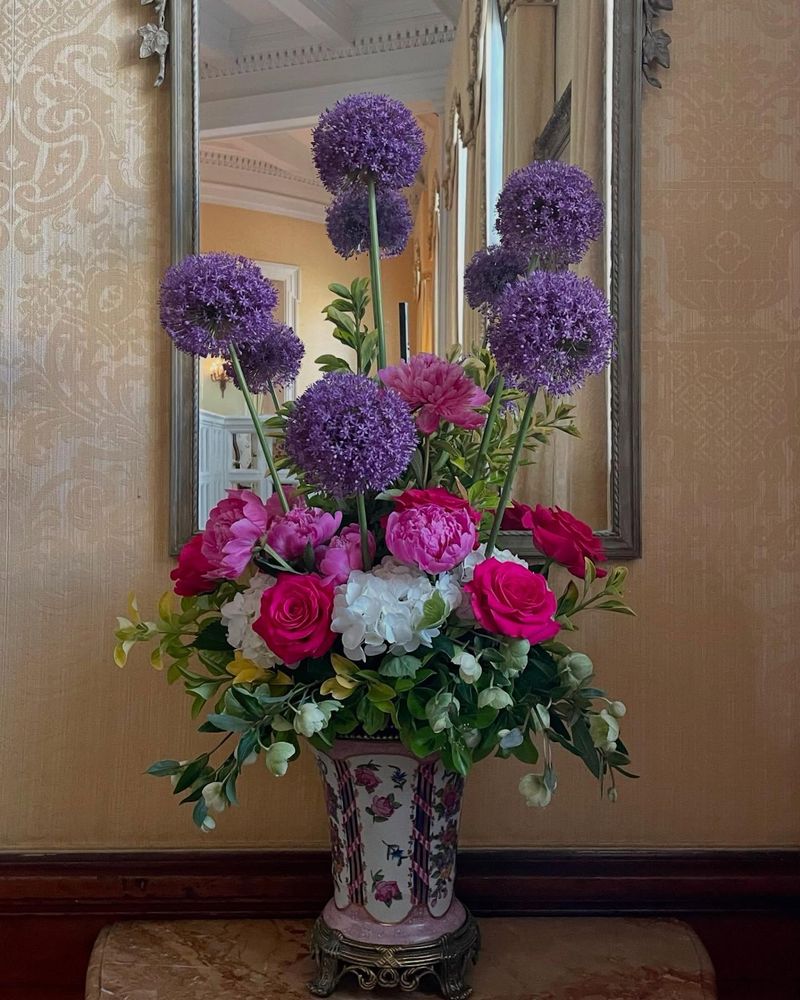 Pink Peonies + Purple Alliums