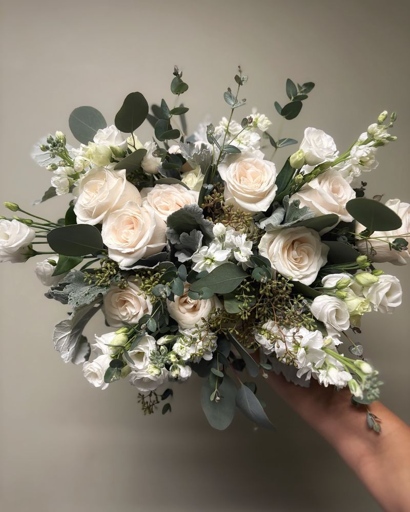 White Roses and Lamb's Ear
