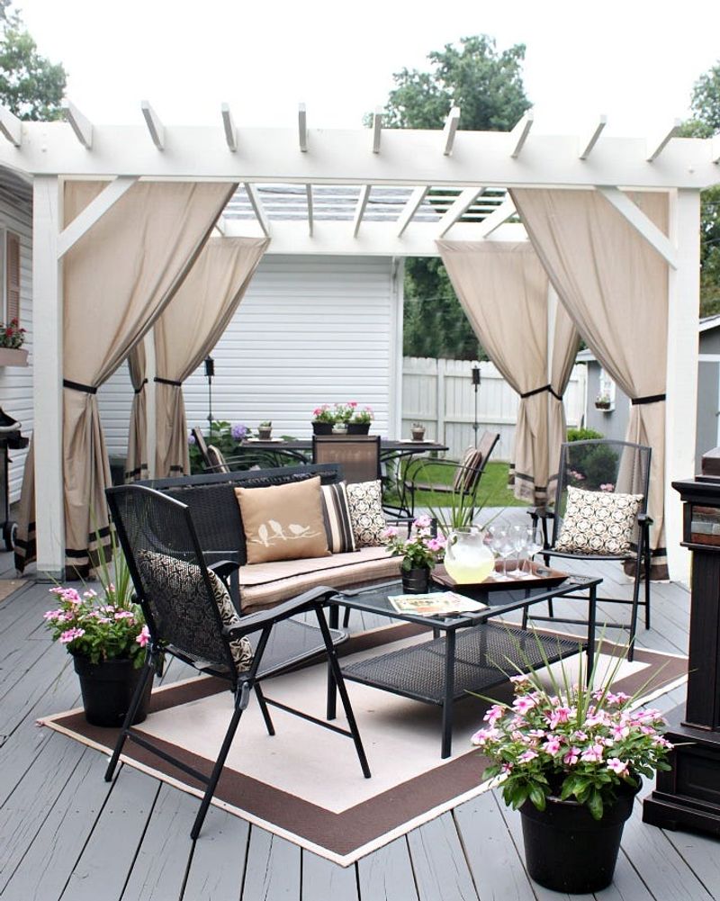 Pergola With Weather-Resistant Curtains
