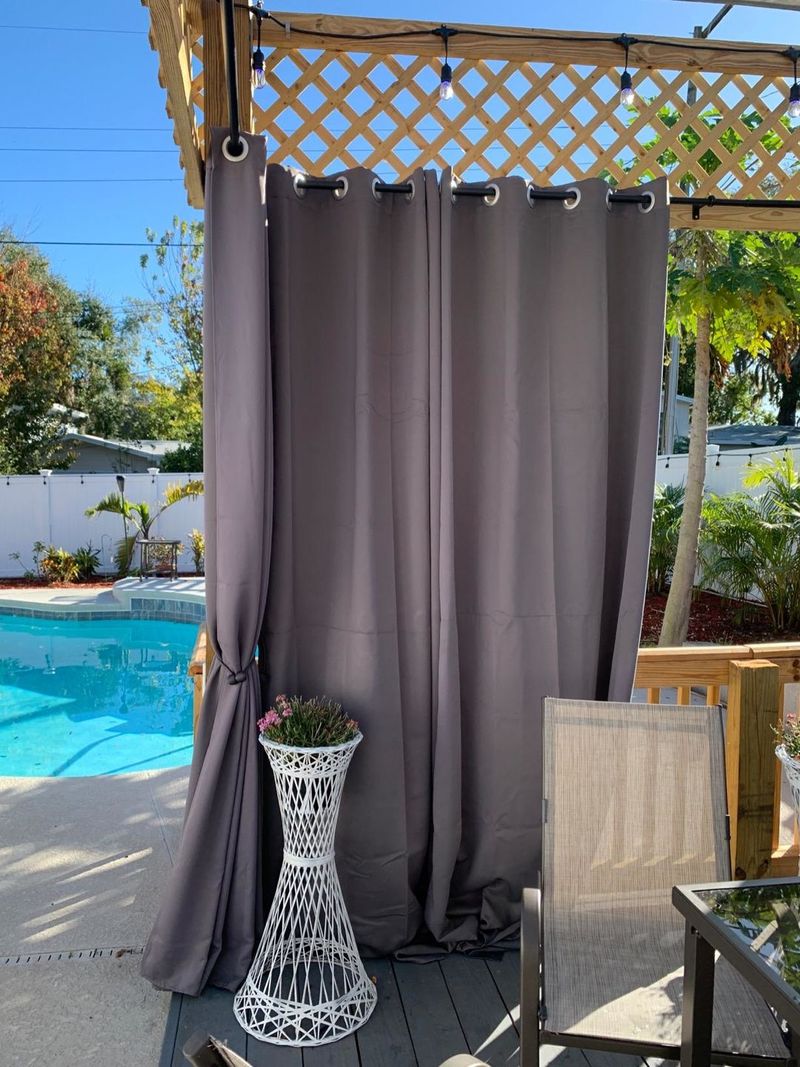 Outdoor Cabana With Privacy Curtains