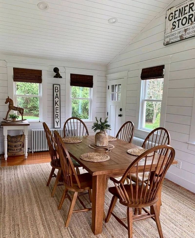 Farmhouse Dining Room Under Screen