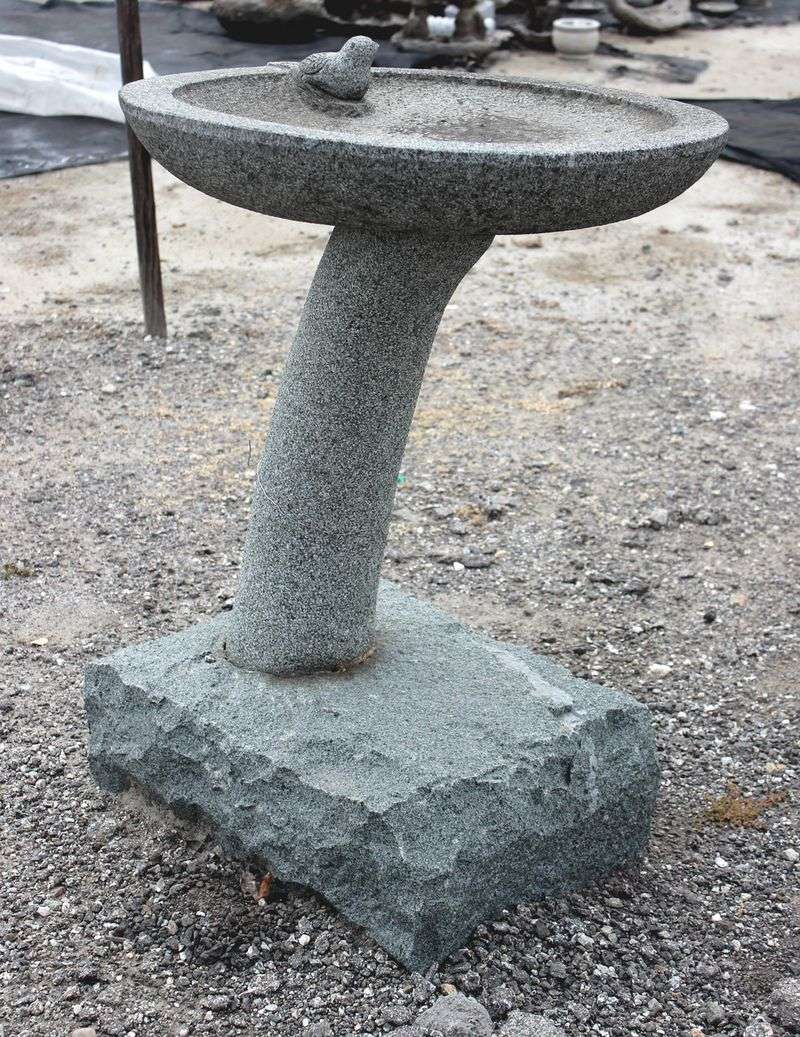 Salvaged Granite Basin With Old-Fashioned Roses