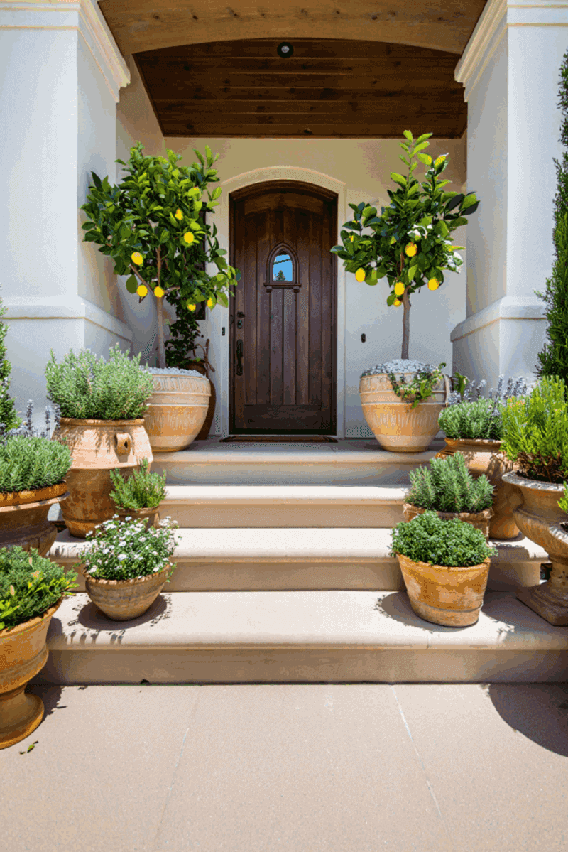 Pinecone-Filled Terracotta Pots