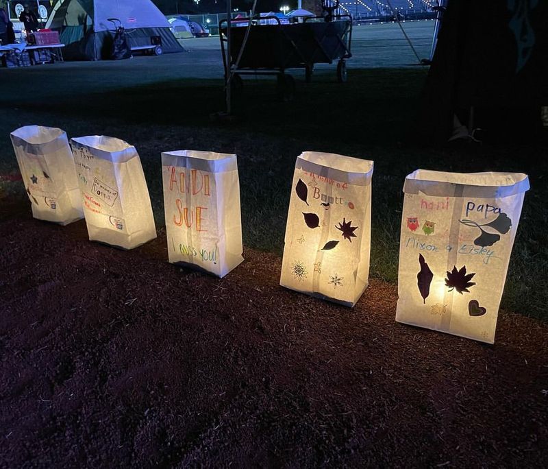 Paper Bag Luminarias Along Garden Beds