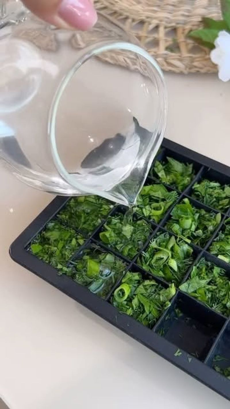 Freeze Herbs In Oil Cubes