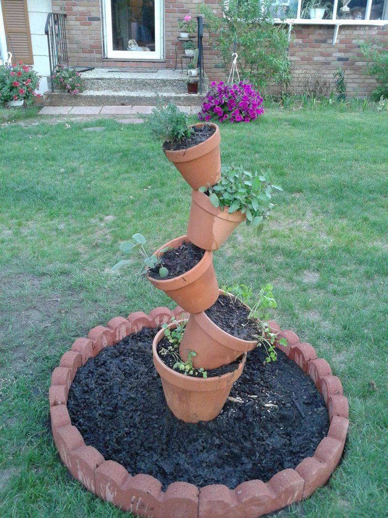 Tiered Terra Cotta Tower for Traditional Gardens