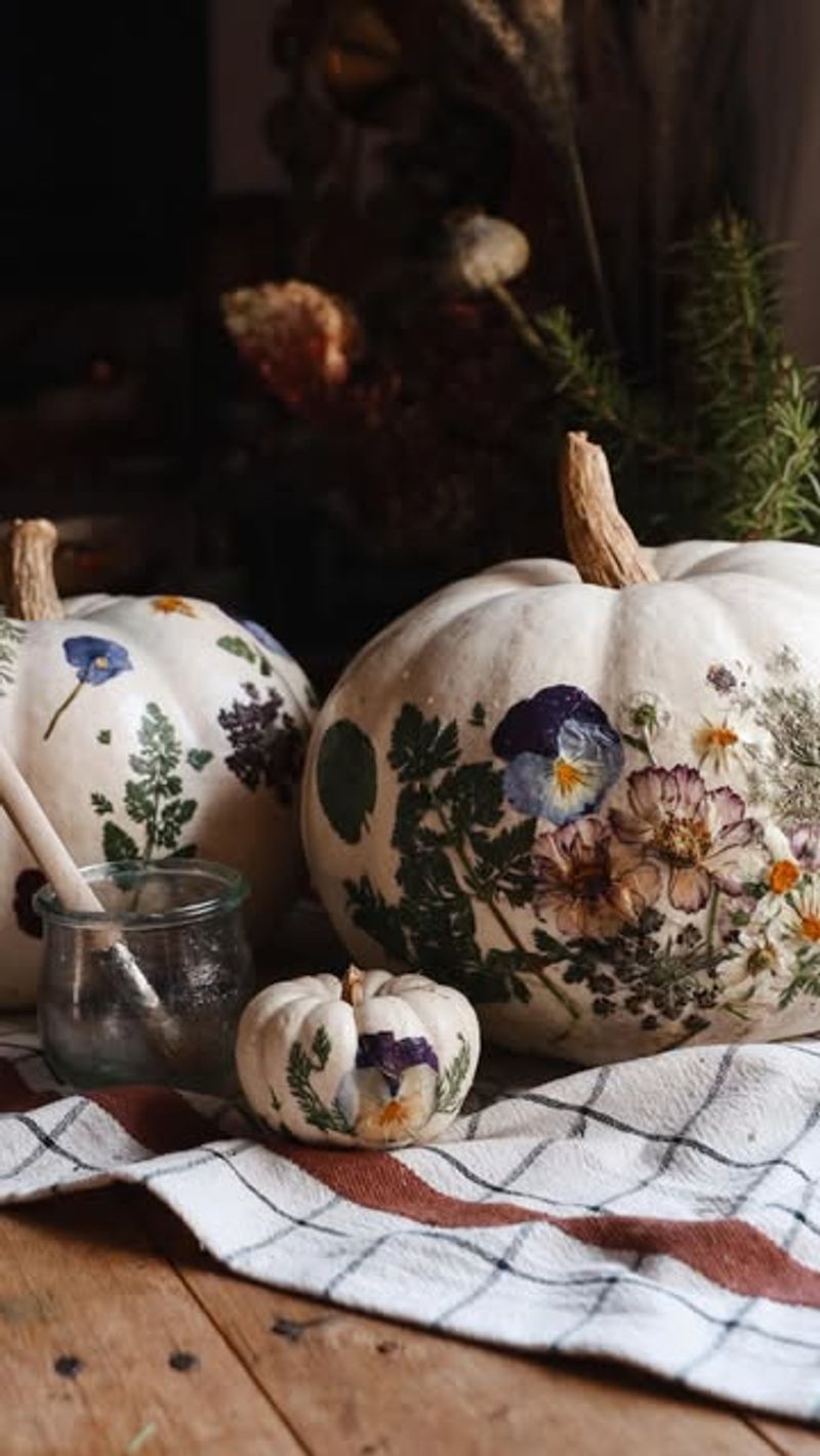 Foliage-Pressed Pumpkins