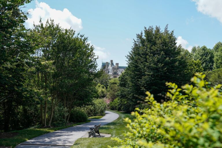 Walk along the gardens towards the Biltmore House in Asheville, North Carolina