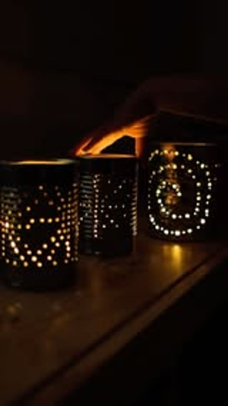 Hanging Recycled Tin Can Lanterns