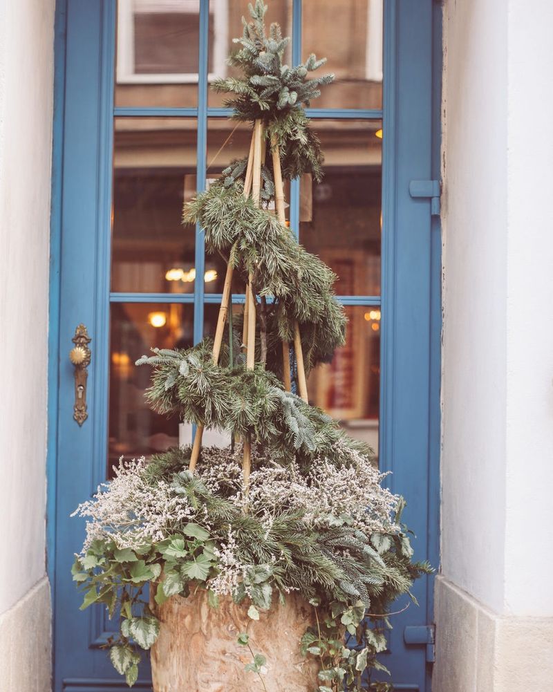 Repurposed Tin Bucket Evergreens