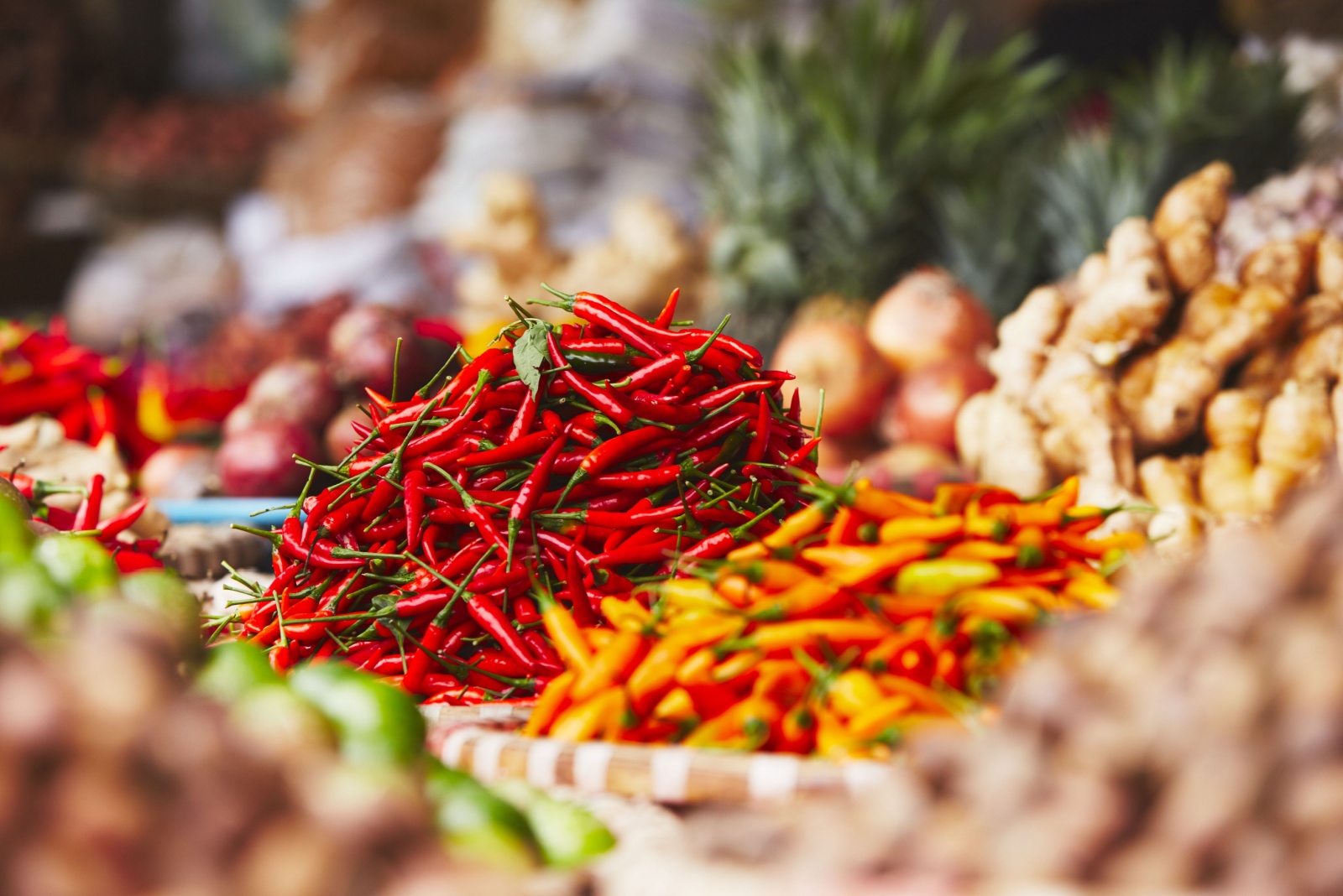 Red chili on the market