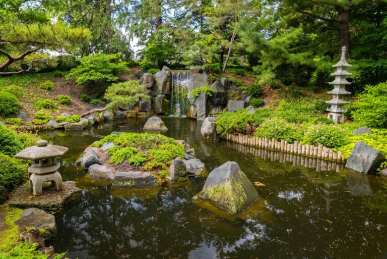 japanese garden display in minnesota arboretum landscape