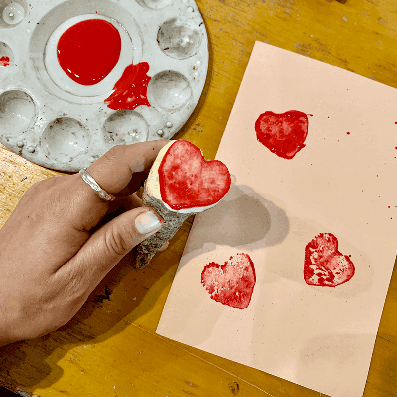 Potato Stamp Decorated Cans