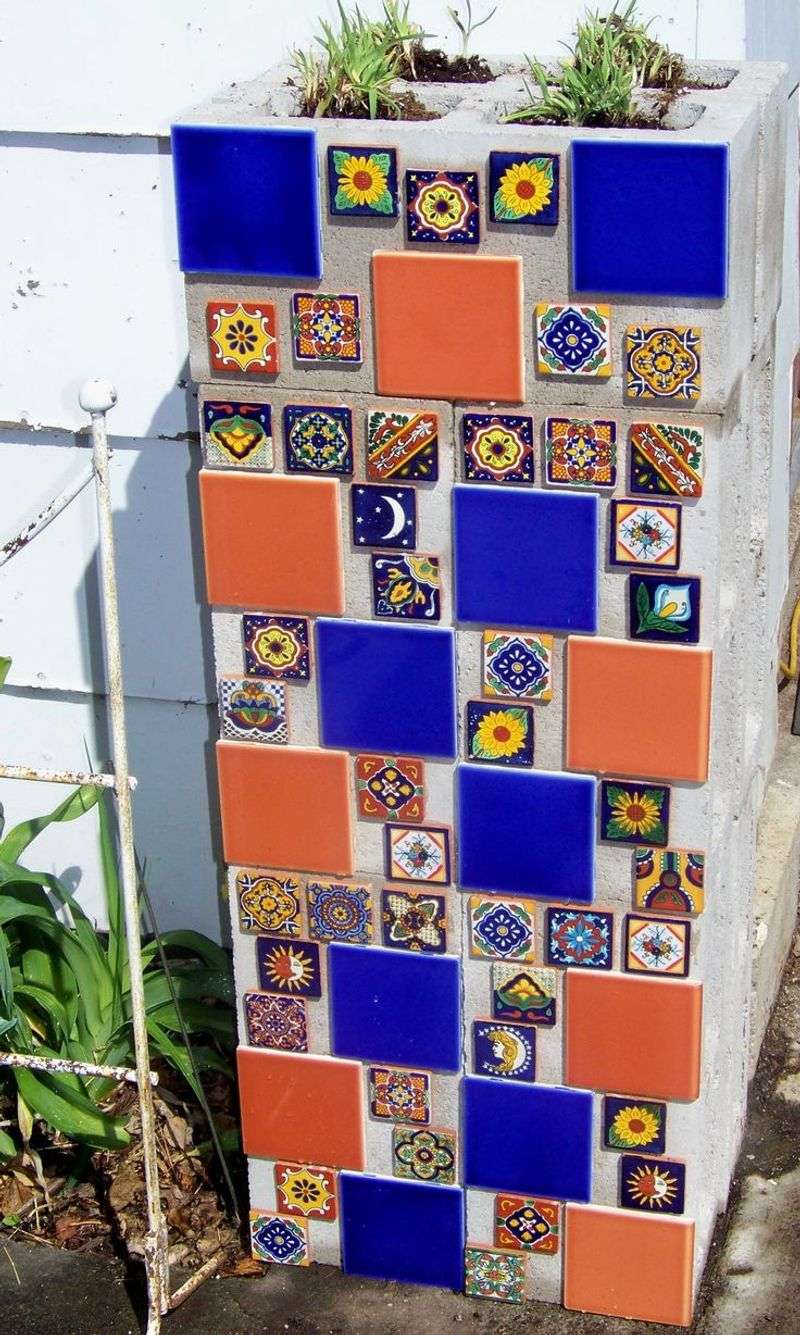 Concrete-Embedded Tile Planters