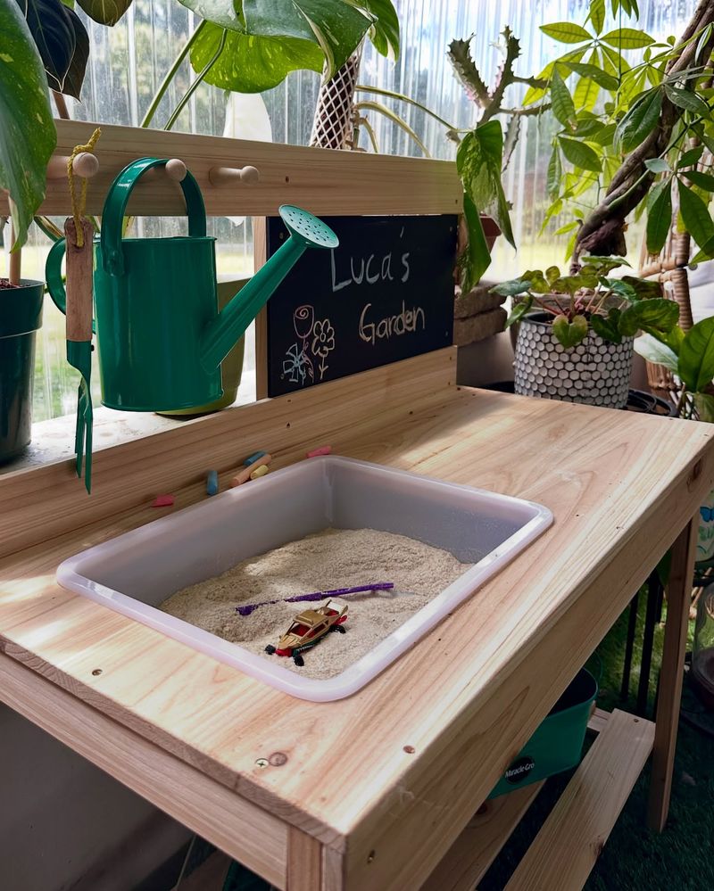 Cinderblock And Wood Potting Bench